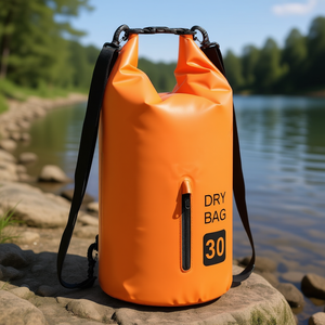 Borsa Impermeabile Arancione 30L con Tasca con Cerniera per Uso Esterno - Product Image 2