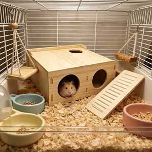 Abri de luxe multifonctionnel en bois massif pour petits animaux : hébergement spacieux pour hérissons, souris, gerbilles et hamsters - Product Image 2