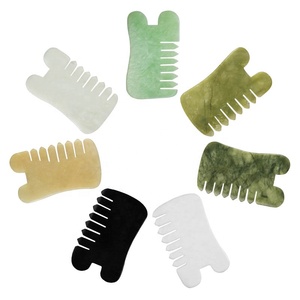 Altri Prodotti per la Cura della Pelle (Novità) Pettine Raschiante in Vera Giada per la Cura dei Capelli, Pettine Gua Sha a Forma di <span class=keywords><strong>U</strong></span>, Pietra Gua Sha per il Raschiamento del Cuoio Capelluto - Product Image 3