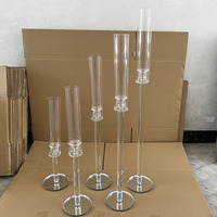 Lot de Cinq Grands Photophores Tubes en Verre Soufflé à la Main, Centres de Table Chandeliers en Cristal MH-TZ0587