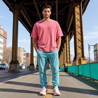 T-shirt surdimensionné pour homme avec logo personnalisé, style rétro tie-dye, 260 g, poids lourd, écologique, respirant, 100 % coton, t-shirts lavés pour homme