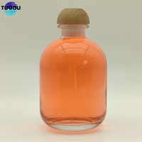 En Stock, vente en gros, 350ml, jus givré clair, boisson, Vodka, Whisky, rame, petite bouteille de vin en verre avec couvercle en bois en forme de champignon