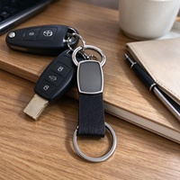 Porte-clés créatif de style chinois en alliage de zinc, anneau porte-clés en cuir PU, pendentif géométrique en métal, fermoir à anneau de traction, cadeau promotionnel