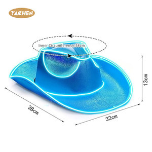 Yachen Light Up spazio olografico cappello Cowgirl LED cappello da <span class=keywords><strong>Cowboy</strong></span> per le donne degli uomini di natale bomboniere Costume Cosplay accessori - Product Image 2