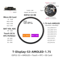 LILYGO T-Display-S3 1.43'' 1.64'' 1.75'' Layar AMOLED Bulat ESP32-S3 Papan Pengembangan WIFI 5.0 Modul Nirkabel untuk Arduino
