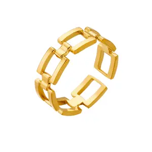 फैशन गहने स्टेनलेस स्टील 14k सोने का तेल दबाव महिला की व्यक्तिगत फैशन सरल खुली अंगूठी