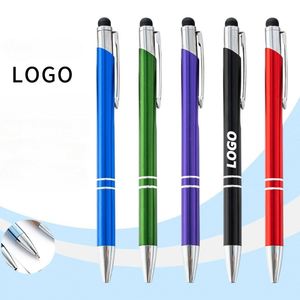 Custom Metal Stylus Ballpoint With Logo Print - Click Action Promotional Touch Screen <b>Pen</b> - Product Image 1