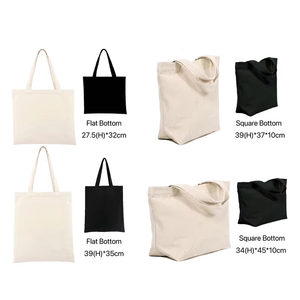 Logo personalizzato vari tipi grande bianco nero Beige Tote Bag in tela con cerniera e maniglia per lo Shopping e l'imballaggio - Product Image 2