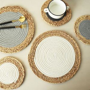 Modern Gourd Grass Design Dining Table Insulation Placemat Home Kitchen Fabric <b>Plate</b> <b>Mat</b> with Mixed Fabric for Home Office Use - Product Image 2