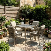 Ensemble table et chaises de jardin en rotin pour terrasse extérieure, résistant au soleil et à l'eau