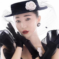 Gorro de fiesta de boda de encaje de terciopelo, sombrero elegante de lujo, negro, con Rosa Blanca, sombrero Fedora de novia