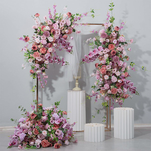 M-FAB019ดอกไม้ซุ้มจัดงานแต่งงานดอกไม้ซุ้มดอกกุหลาบผ้าไหมสีขาวดอกไม้ประดิษฐ์หรูหราสำหรับจัดงาน - Product Image 2