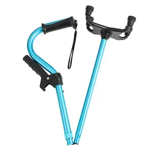 Male And Female Adjustable Crutches With Fork Base Stability Folding Crutches For The Elderly With Foam Pad Offset Handle