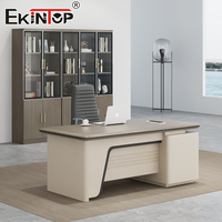 Ensemble de bureau de direction moderne Ekintop, bureau en forme de L avec armoire latérale et classeur pour bureau professionnel