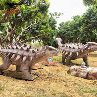 Modèle d'Ankylosaurus animatronique grandeur nature en silicone avec télécommande pour la décoration des parcs d'attractions