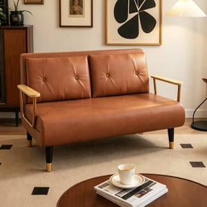 Canapé-lit pliant carré <span class=keywords><strong>2</strong></span> <span class=keywords><strong>places</strong></span> en tissu hydrofuge anti-déversement, <span class=keywords><strong>convertible</strong></span>, facile à nettoyer, style nordique Villa - Product Image 1