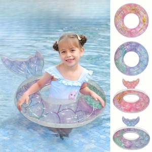 Bouée de natation sirène épaisse à paillettes avec poignée pour enfants de 6 à 12 ans, idéale pour les jeux aquatiques en extérieur et les fêtes à la piscine - Product Image 4