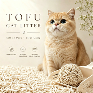 Litière pour chat en bentonite et tofu OEM, naturelle, biodégradable, absorbante et agglomérante, faible en poussière, multi-parfums, désodorisante - Product Image 1