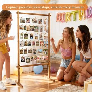 Expositor de fotos de madera para guarderías, con tablero de mensajes adicional, expositor de fotos Polaroid, decoración de pared con fotos - Product Image 3