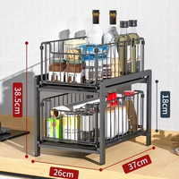 Étagère de rangement sous l'évier MIXWARES |   Étagère à épices en métal pour comptoir et armoire de cuisine, étagère de présentation à plusieurs niveaux