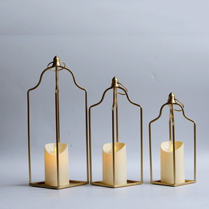 LANJO <b>Black</b> Gold Metal Candle <b>Lantern</b> Decorative Farmhouse <b>Lantern</b> Decor for flameless LED candle for Outdoor Indoor decor - Product Image 6