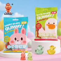 Halal 3D Cartoon Dieren Gummy Candy Eend Konijn Vorm Fruitige Smaak Aangepaste Verpakking Zachte Jelly Candy voor Kinderen