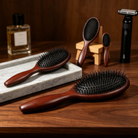 Brosse à cheveux en bois de hêtre naturel avec coussin d'air et poils de sanglier pour massage, vente en gros, personnalisation du logo privé, OEM