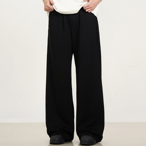 Pantalones de chándal de algodón 100% de calidad OEM al por mayor, estilo urbano, de corte recto, talla grande, para hombre, informales, de cintura media, con cordón, de tela gruesa. - Product Image 2