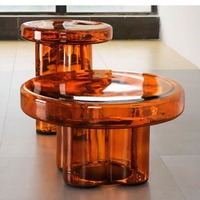 Meuble de style nordique, table basse ronde de luxe, table basse moderne en verre, petite table d'appoint