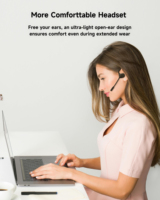 Casque sans fil LOBKIN avec microphone à réduction de bruit, écouteurs à oreille ouverte avec micro, casque sans fil 5.3 pour appels professionnels et réunions