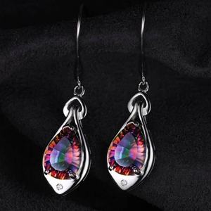 Pendientes Colgantes de Plata de Ley 925 con Topacio Místico Arcoíris, Joyería de Moda - Product Image 3