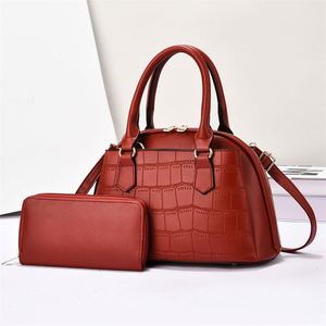 Women's Gift 2PCS Handbag Purse Set High Quality PU Leather Tote Bags With Shoulder Strap - Product Image 2