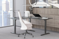 Bureau de bureau exécutif poste de travail moderne en forme de L avec bois de haute qualité 3 jambes métal fer Modem meubles de bureau 1 pièces