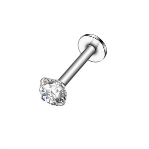 Gold Plated Stainless Steel Labret Studs Pierced Ear Lip Helix Flat <b>Back</b> Zircon <b>Earring</b> Tragus Cartilage Piercing Jewelry - Product Image 5
