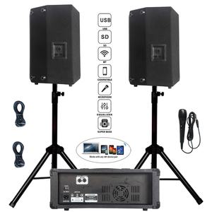 1000W 2X10 "Subwoofer PA Système de haut-parleurs BT TWS Ensembles de karaoké Boîte de son Mélangeur alimenté à 8 canaux + support + micro Bocina Parlante - Product Image 3