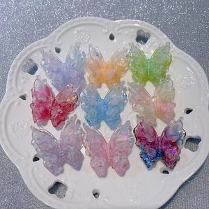 Pendentif papillon lévitant en résine plastique double couche, transparent comme de la glace, avec perles lumineuses Firefly, pour bijoux DIY faits à la main - Product Image 3