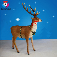 Model taman hiburan Zigong keluaran baru dekorasi Natal rusa animatronik ukuran kehidupan serat kaca robot rusa untuk Natal