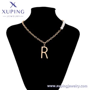 A00890834 เครื่องประดับ XUPING สร้อยคอจี้รูปตัวอักษร <span class=keywords><strong>R</strong></span> สีทอง 18K ประดับมุกน้ำจืด สำหรับผู้หญิง สไตล์ฮิปฮอป - Product Image 2