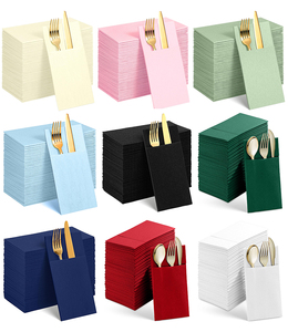 Servilletas Desechables con Aspecto de Lino y Bolsillo Integrado para Cubiertos, Servilletas Plegadas Previamente Tipo Tela para Fiestas (Varios Colores) - Product Image 4