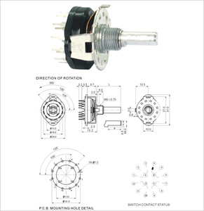 โพเทนชิโอมิเตอร์ Soundwell BCD RS24 ขนาด 24 มม. พร้อมสวิตช์โรตารี่ 5 และ 12 ตำแหน่ง - Product Image 2