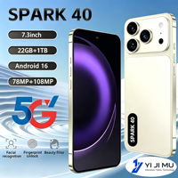 TECON 22G+1TB Android 16 5G Smartphone 7.3 Pouces 2026 SPARK 40 Gaming Deca Core 144Hz Batterie 8000mAh Navigation GPS Rapide