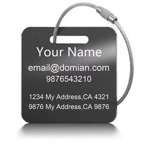 Custom Logo <b>Luggage</b> Tags Wholesale, Stainless Steel Label Tag with <b>Strap</b>, Low MOQ for Hotel & Corporate Gifts - Product Image 6