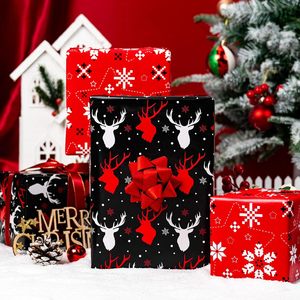 Red And Black Christmas <b>Wrapping</b> <b>Paper</b> 17 Inch X 33 Feet Double Side Reindeer Snowflake Pattern Holiday Gift Wrap - Product Image 5