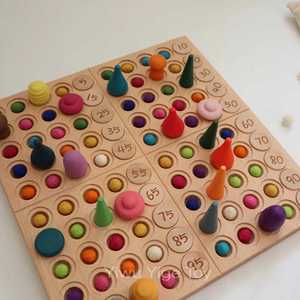 Tableau des cent chiffres en bois. Tableau de comptage Montessori 1-100, plateau en bois pour les nombres mathématiques. Activité préscolaire pour les tout-petits. - Product Image 2