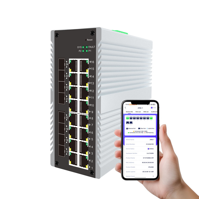 24 Port POE Industrial Grade Cloud Management Switch with 8 SFP Mobile 4KVLAN Static Routing Function SNMP 48Gbps