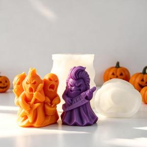 M62663 Moule en silicone pour bougie d'Halloween, motif groupe rock fantôme fantaisie, bougie fantôme d'aromathérapie - Product Image 1