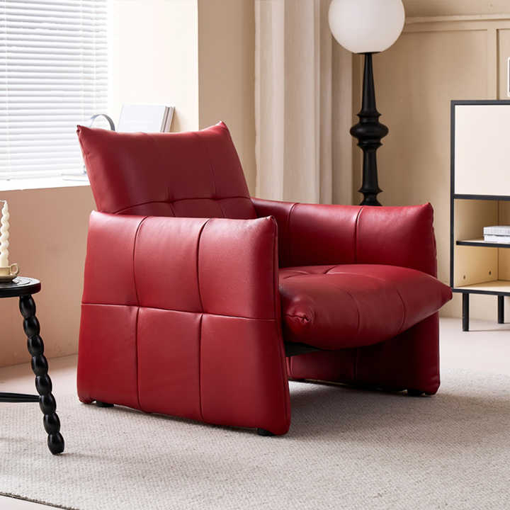 Office Light Luxury Red Leather Chair High Quality Living Room Chair