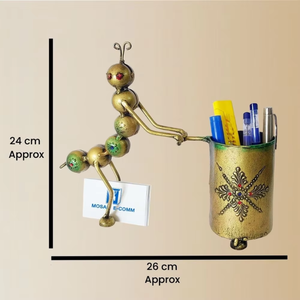 Premium Handmade Golden <b>Iron</b> Ant Pen Stand Unique Stationery and Card Holder Office Home Desk Diwali Gift Idea Best selling - Product Image 3