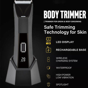 Recortadora doble, recortadora de vello corporal eléctrica lavable para hombres, depiladora, afeitadora corporal, Kit de aseo para <span class=keywords><strong>Barba</strong></span> - Product Image 4