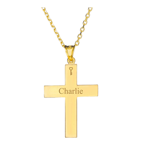 Collier croix en argent pur 925 gravé sur mesure - Product Image 2